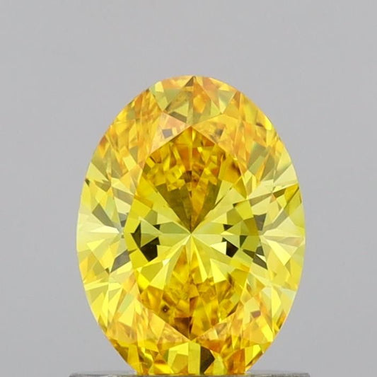 Lab-Grown Oval Diamond - 1.0 Carats, Fancy Vivid Yellow Color, VVS1 Clarity - Certified by IGI - Report Number: LG691539989