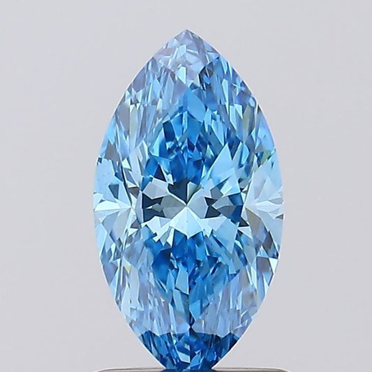 Lab-Grown Marquise Diamond - 1.01 Carats, Fancy Vivid Blue Color, VS1 Clarity - Certified by IGI - Report Number: LG606323186