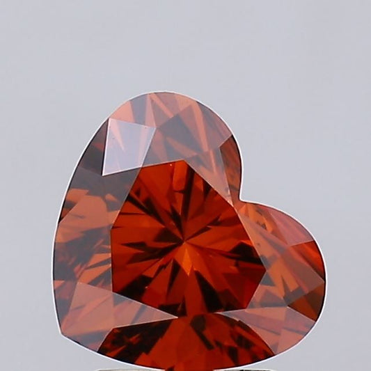 Lab-Grown Heart Diamond - 2.04 Carats, Fancy Orange Color, VS1 Clarity - Certified by IGI - Report Number: LG645498527