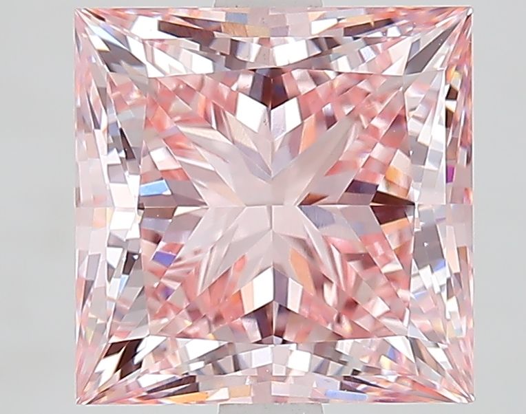 Lab-Grown Princess Diamond - 4.02 Carats, Fancy Intense Pink Color, VS1 Clarity - Certified by IGI - Report Number: LG633489366