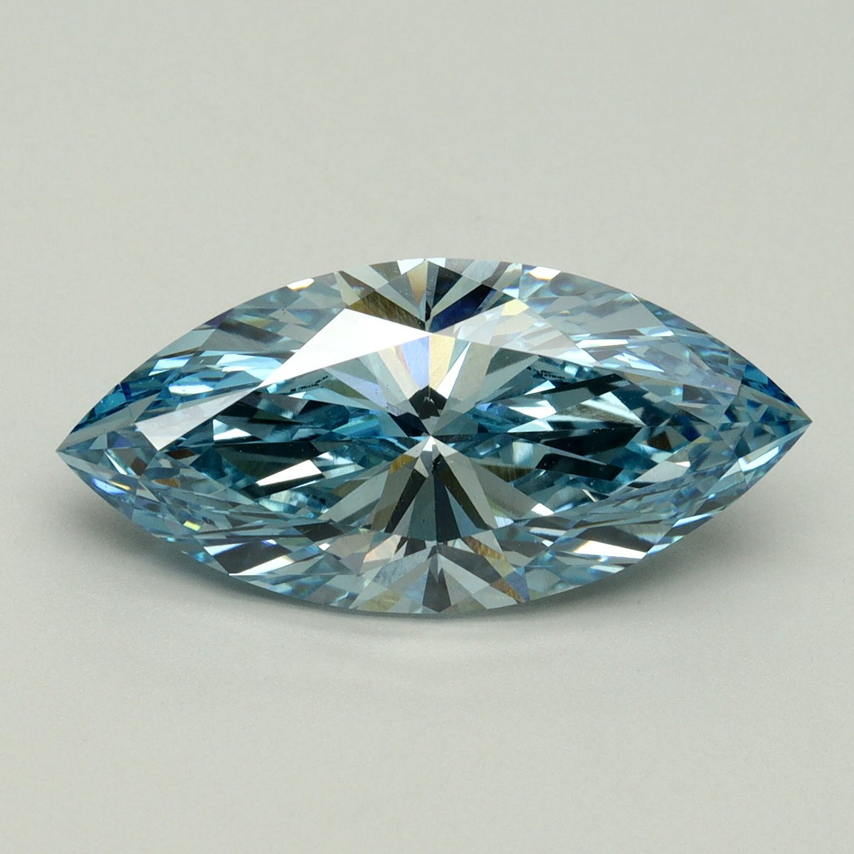 Lab-Grown Marquise Diamond - 5.05 Carats, Fancy Vivid Blue Color, VS1 Clarity - Certified by IGI - Report Number: LG614338785