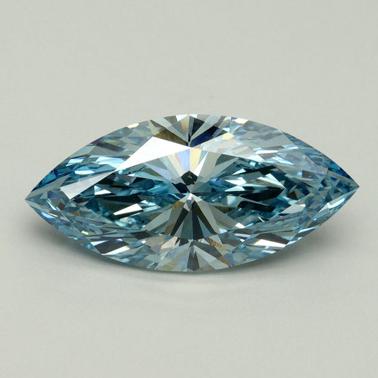Lab-Grown Marquise Diamond - 5.05 Carats, Fancy Vivid Blue Color, VS1 Clarity - Certified by IGI - Report Number: LG614338785