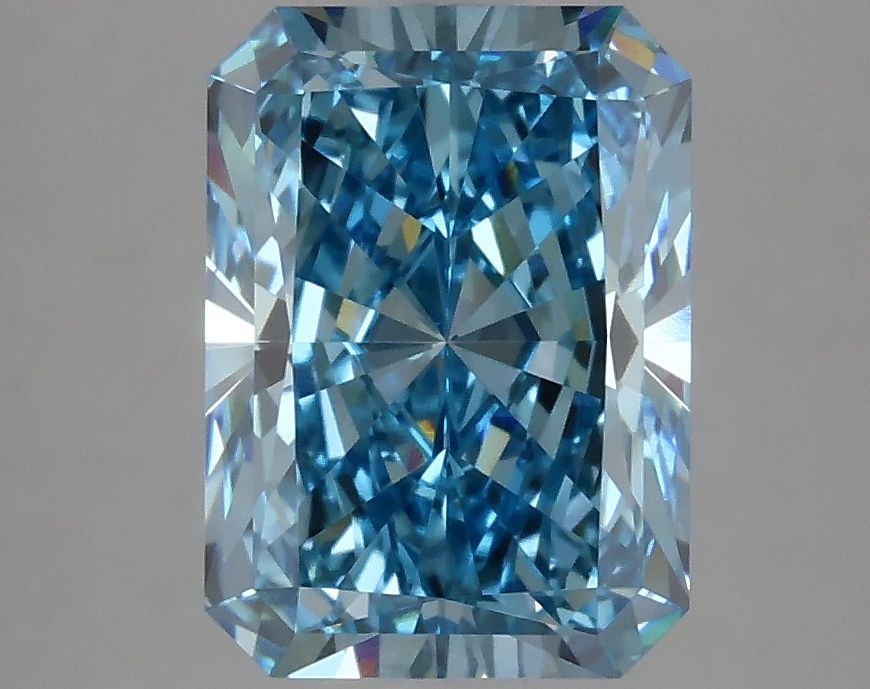 Lab-Grown Radiant Diamond - 3.04 Carats, Fancy Vivid Blue Color, VVS2 Clarity - Certified by IGI - Report Number: LG633474346