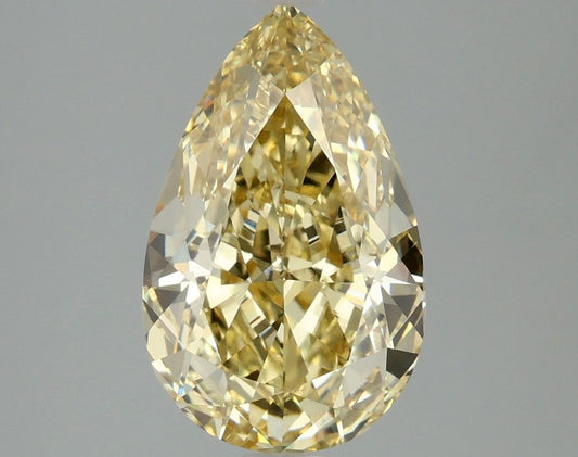Lab-Grown Pear Diamond - 3.1 Carats, Fancy Intense Yellow Color, VVS2 Clarity - Certified by IGI - Report Number: LG662432410
