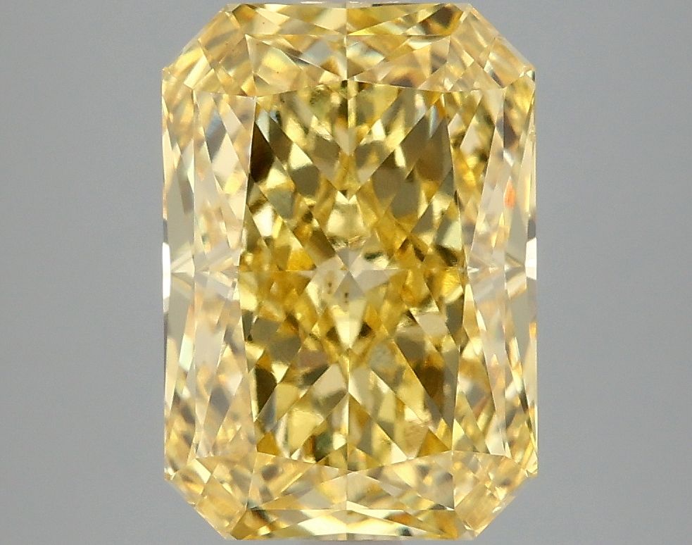 Lab-Grown Radiant Diamond - 4.01 Carats, Fancy Vivid Yellow Color, VS2 Clarity - Certified by IGI - Report Number: LG666422837
