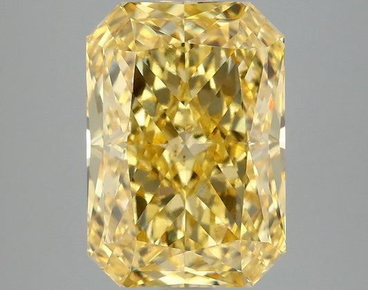 Lab-Grown Radiant Diamond - 4.01 Carats, Fancy Vivid Yellow Color, VS2 Clarity - Certified by IGI - Report Number: LG666422837