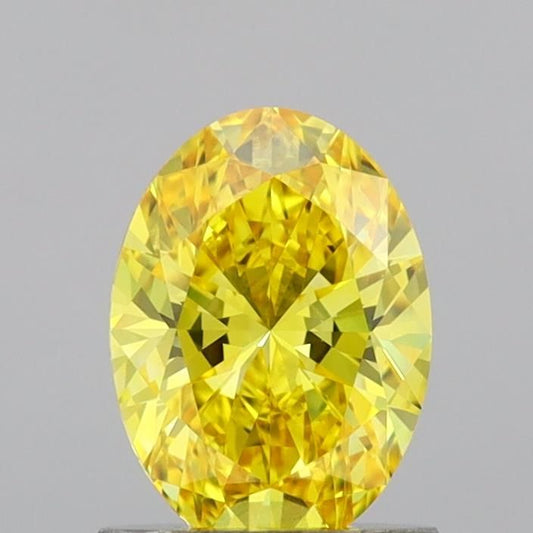 Lab-Grown Oval Diamond - 1.01 Carats, Fancy Vivid Yellow Color, VS1 Clarity - Certified by IGI - Report Number: LG691539998