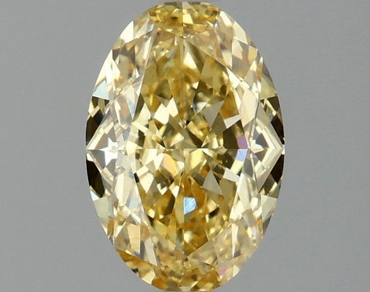Lab-Grown Oval Diamond - 1.54 Carats, Fancy Vivid Yellow Color, VVS2 Clarity - Certified by IGI - Report Number: LG683577286