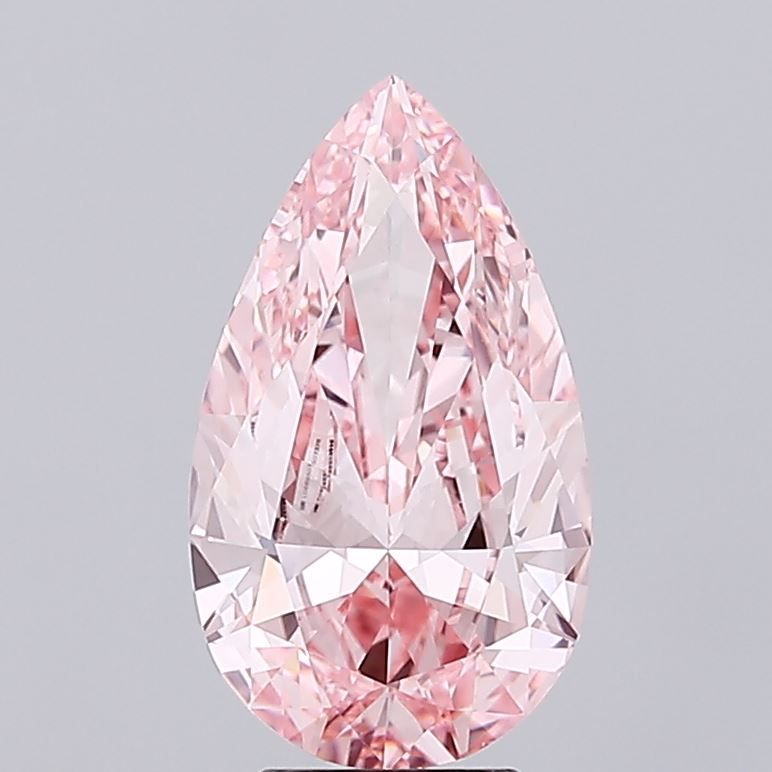 Lab-Grown Pear Diamond - 4.01 Carats, Fancy Vivid Pink Color, VS1 Clarity - Certified by IGI - Report Number: LG689507378