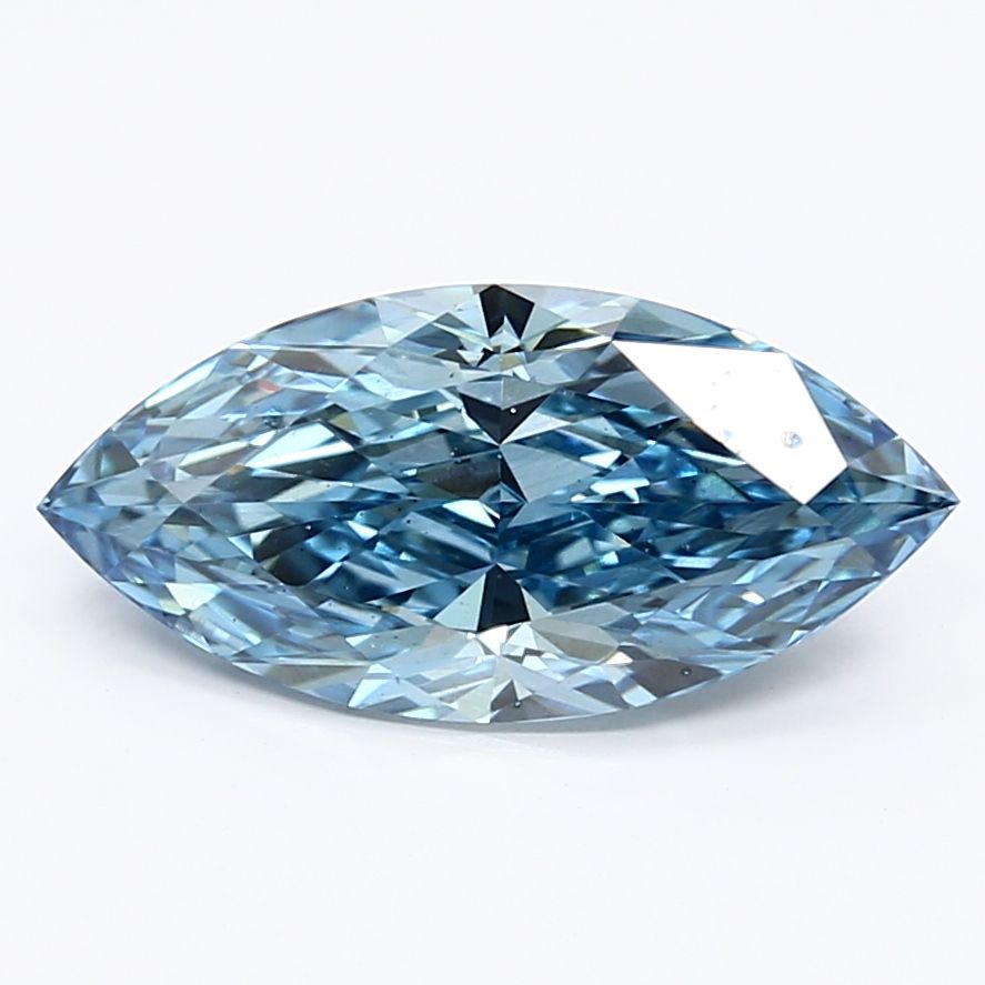 Lab-Grown Marquise Diamond - 1.97 Carats, Fancy Vivid Blue Color, VS2 Clarity - Certified by IGI - Report Number: LG629484082