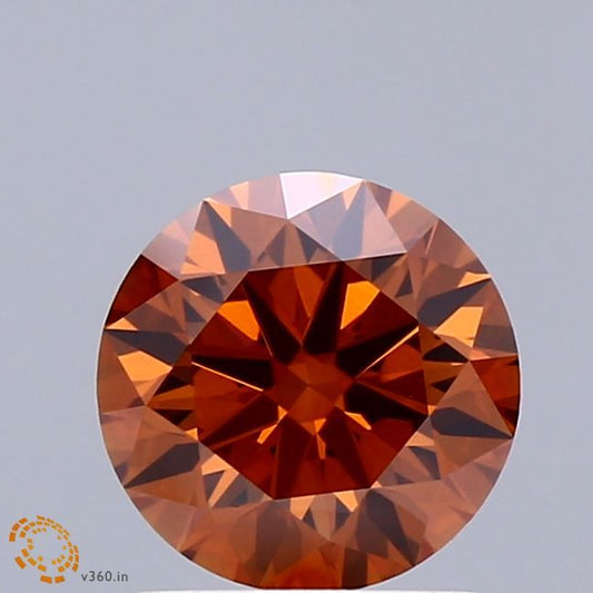 Lab-Grown Round Diamond - 1.45 Carats, Fancy Vivid Orange Color, VVS2 Clarity - Certified by IGI - Report Number: LG673424773