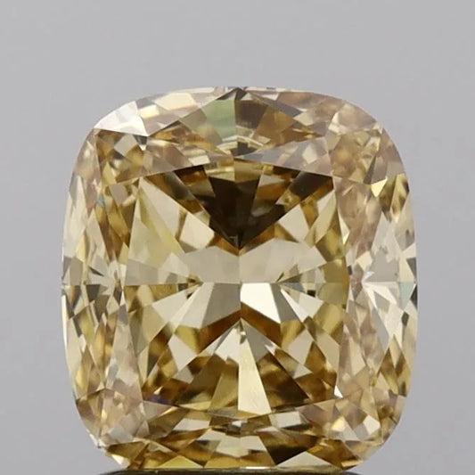 Diamant de laboratoire modifié taille coussin de 2,02 ct (couleur jaune brunâtre intense fantaisie, pureté VS1, certifié IGI)