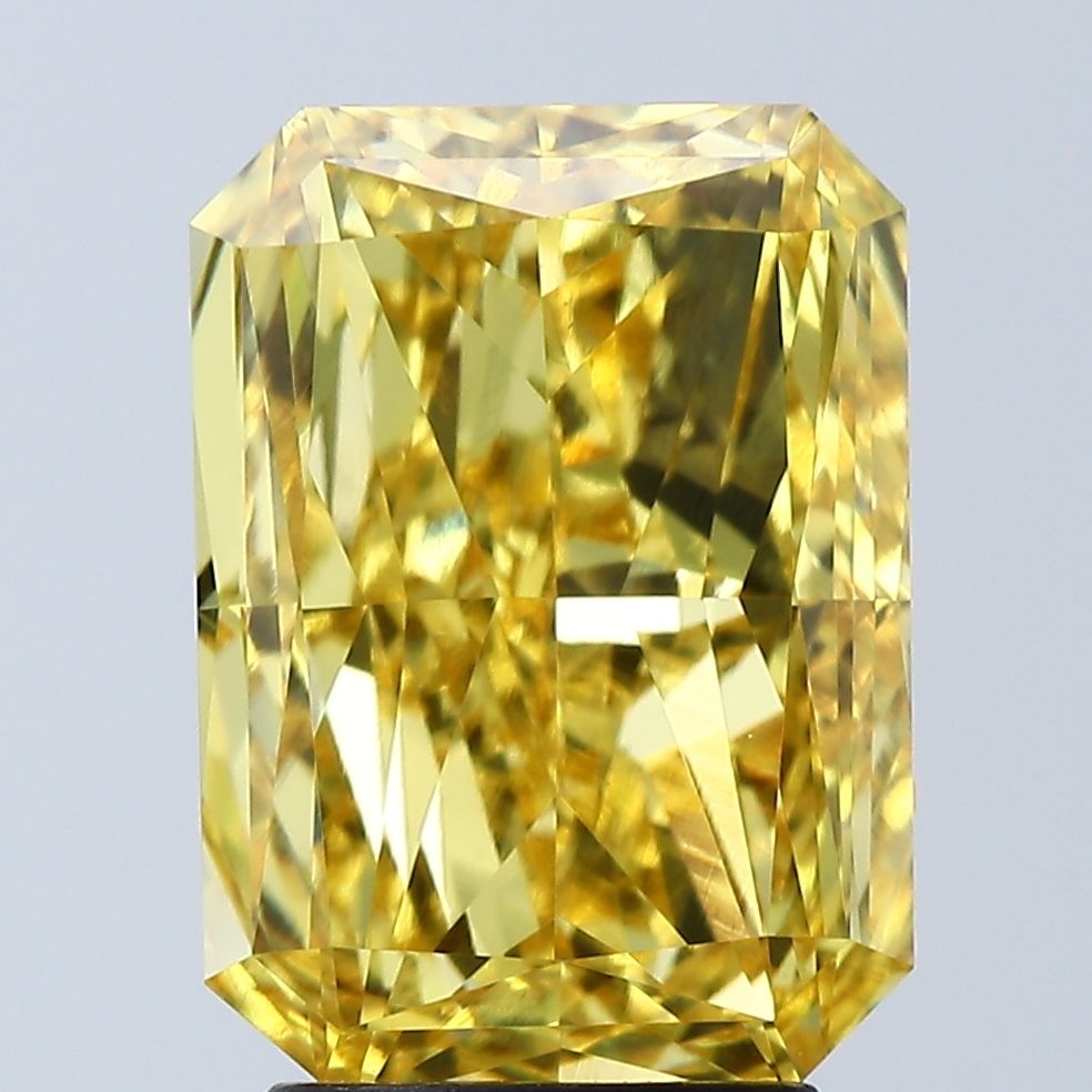 Lab-Grown Radiant Diamond - 4.01 Carats, Fancy Vivid Yellow Color, VVS2 Clarity - Certified by IGI - Report Number: LG671447336
