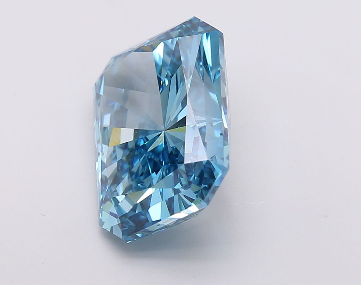 Lab-Grown Radiant Diamond - 6.47 Carats, Fancy Vivid Blue Color, VS1 Clarity - Certified by IGI - Report Number: LG603344939