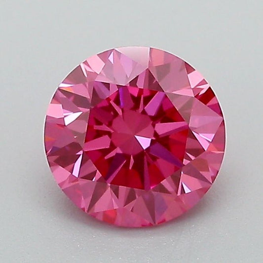 Lab-Grown Round Diamond - 1.06 Carats, Fancy Vivid Pink Color, VVS2 Clarity - Certified by IGI - Report Number: LG689532736