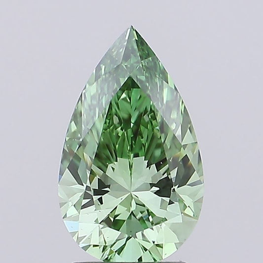 Lab-Grown Pear Diamond - 2.05 Carats, Fancy Vivid Green Color, VS1 Clarity - Certified by IGI - Report Number: LG689507298