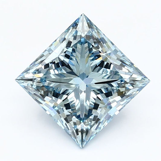 Lab-Grown Princess Diamond - 3.5 Carats, Fancy Vivid Blue Color, VS2 Clarity - Certified by IGI - Report Number: LG639411104