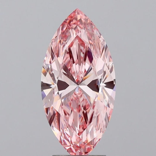 Lab-Grown Marquise Diamond - 4.0 Carats, Fancy Vivid Pink Color, VS1 Clarity - Certified by IGI - Report Number: LG624431801