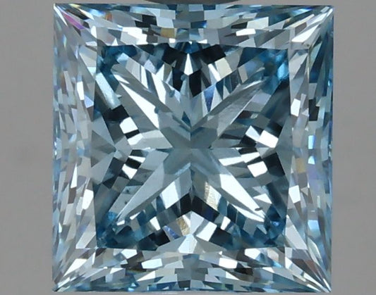 Lab-Grown Princess Diamond - 1.96 Carats, Fancy Vivid Blue Color, VS2 Clarity - Certified by IGI - Report Number: LG629497909