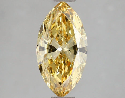 Lab-Grown Marquise Diamond - 1.31 Carats, Fancy Vivid Yellow Color, VVS2 Clarity - Certified by IGI - Report Number: LG662408639
