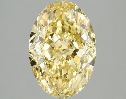 Lab-Grown Oval Diamond - 3.07 Carats, Fancy Vivid Yellow Color, VVS2 Clarity - Certified by IGI - Report Number: LG674503517