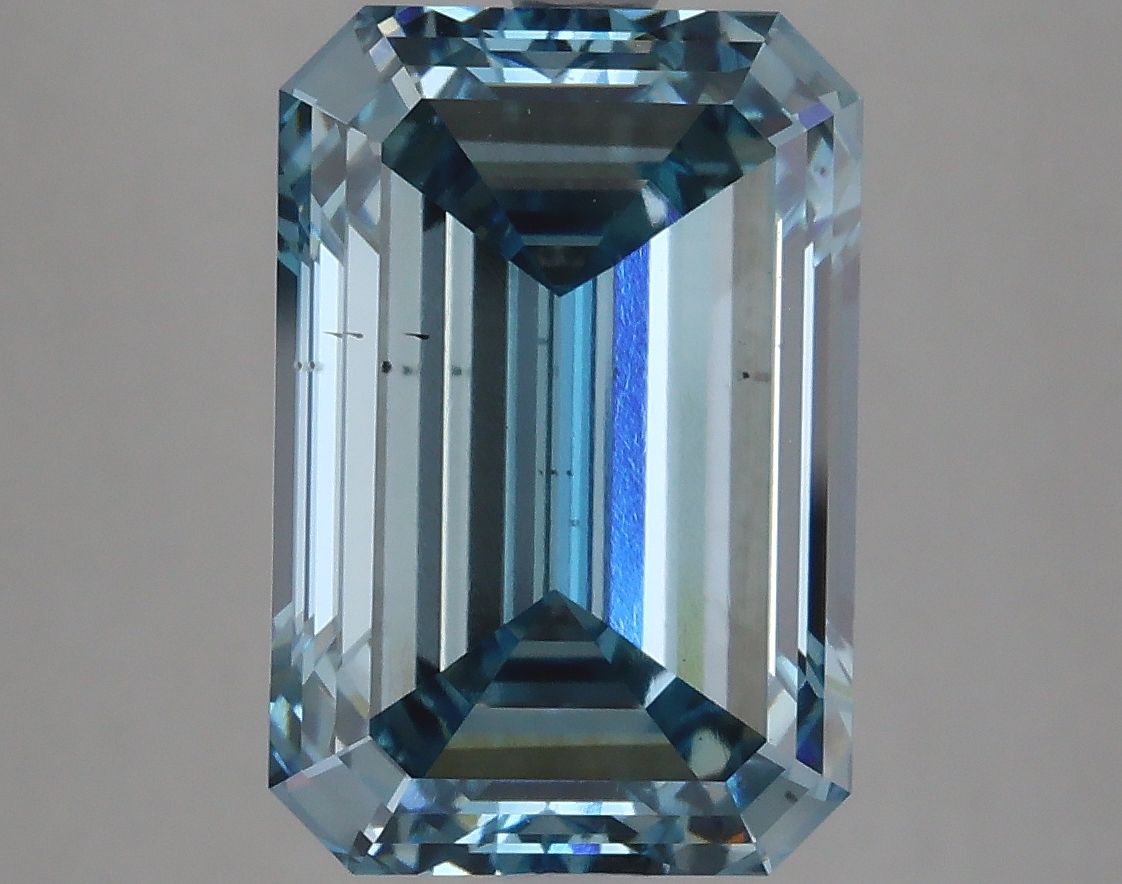 Lab-Grown Emerald Diamond - 6.36 Carats, Fancy Vivid Blue Color, VS2 Clarity - Certified by IGI - Report Number: LG626420466