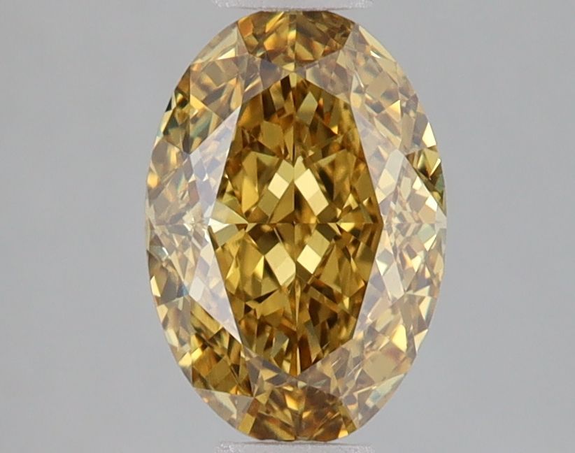 Lab-Grown Oval Diamond - 1.5 Carats, Fancy Vivid Brownish Yellow Color, VS2 Clarity - Certified by IGI - Report Number: LG671479586