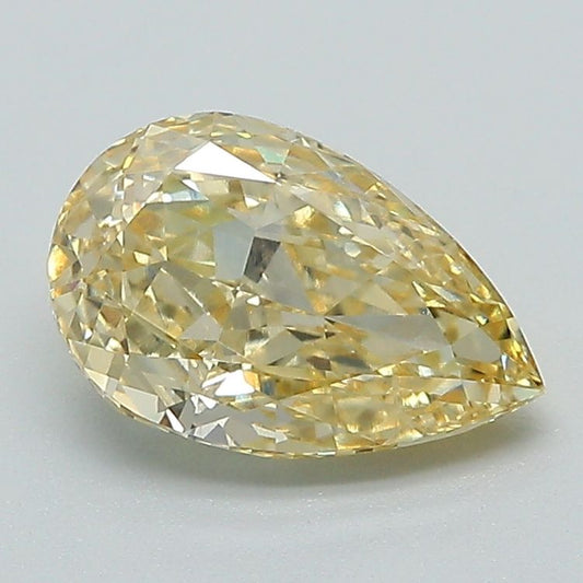 Lab-Grown Pear Diamond - 1.51 Carats, Fancy Yellow Color, VVS2 Clarity - Certified by IGI - Report Number: LG653439355
