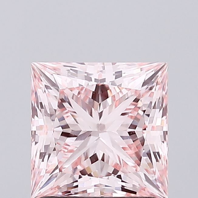 Lab-Grown Princess Diamond - 1.66 Carats, Fancy Intense Pink Color, VS1 Clarity - Certified by IGI - Report Number: LG673423621