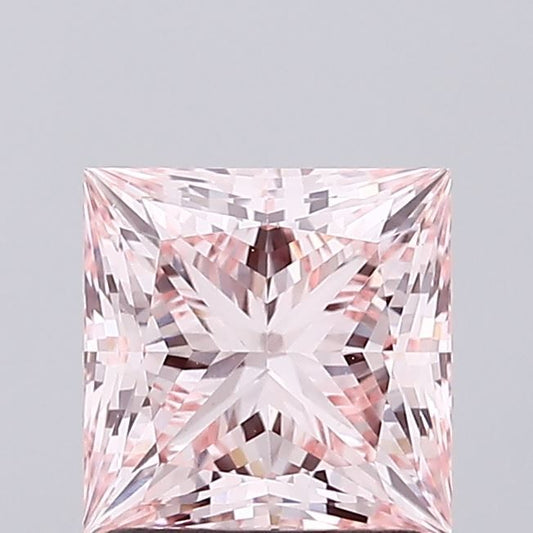 Lab-Grown Princess Diamond - 1.66 Carats, Fancy Intense Pink Color, VS1 Clarity - Certified by IGI - Report Number: LG673423621