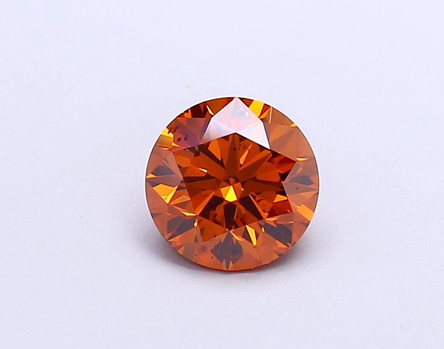 Lab-Grown Round Diamond - 0.97 Carats, Fancy Vivid Orange Color, SI1 Clarity - Certified by IGI - Report Number: LG671439864