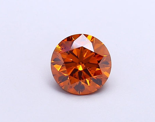 Lab-Grown Round Diamond - 0.97 Carats, Fancy Vivid Orange Color, SI1 Clarity - Certified by IGI - Report Number: LG671439864