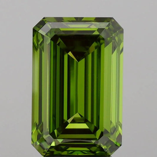 Diamant émeraude de 3,73 ct (couleur vert vif fantaisie, pureté VVS2, certifié IGI)