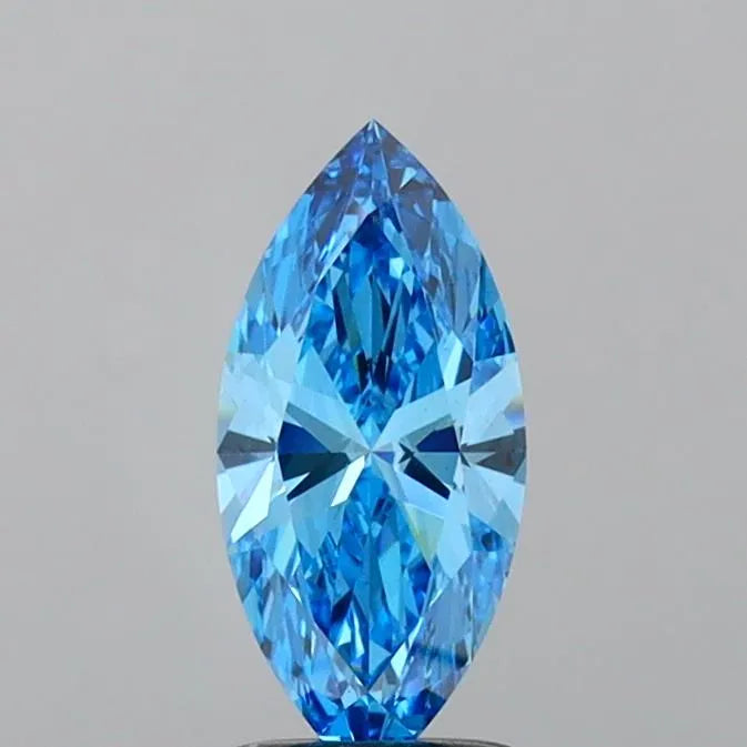 Diamant marquise de 1,41 ct (couleur bleu vif fantaisie, pureté VS2, certifié IGI)