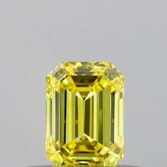 0.35ct Emerald Lab Grown Diamond (Colour Fancy Vivid Yellow, Clarity VS2, IGI Certified)