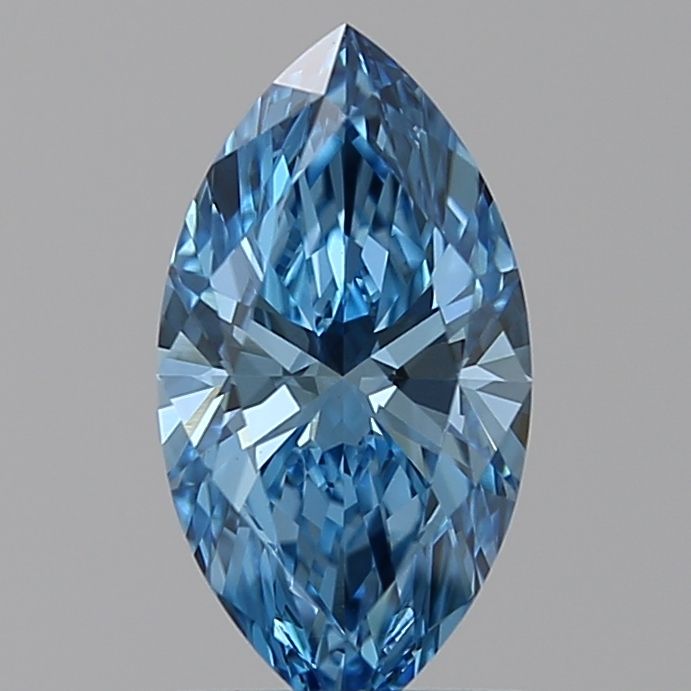 Lab-Grown Marquise Diamond - 0.95 Carats, Fancy Vivid Blue Color, VS1 Clarity - Certified by IGI - Report Number: LG591358064