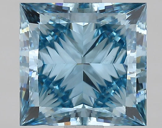 Lab-Grown Princess Diamond - 2.4 Carats, Fancy Vivid Blue Color, VS1 Clarity - Certified by IGI - Report Number: LG631468640