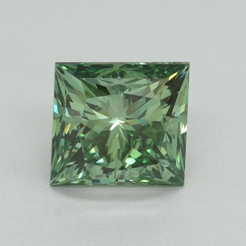 Lab-Grown Princess Diamond - 1.5 Carats, Fancy Vivid Green Color, VVS2 Clarity - Certified by IGI - Report Number: LG644491289