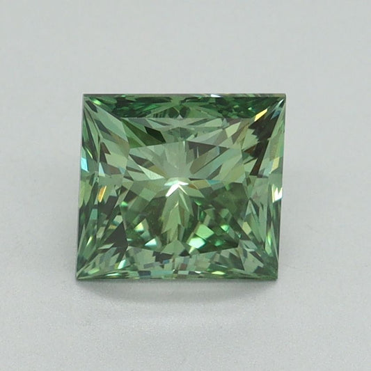 Lab-Grown Princess Diamond - 1.5 Carats, Fancy Vivid Green Color, VVS2 Clarity - Certified by IGI - Report Number: LG644491289