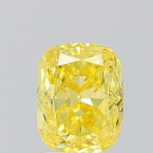 Lab-Grown Cushion Diamond - 1.5 Carats, Fancy Vivid Yellow Color, VVS2 Clarity - Certified by IGI - Report Number: LG670423478
