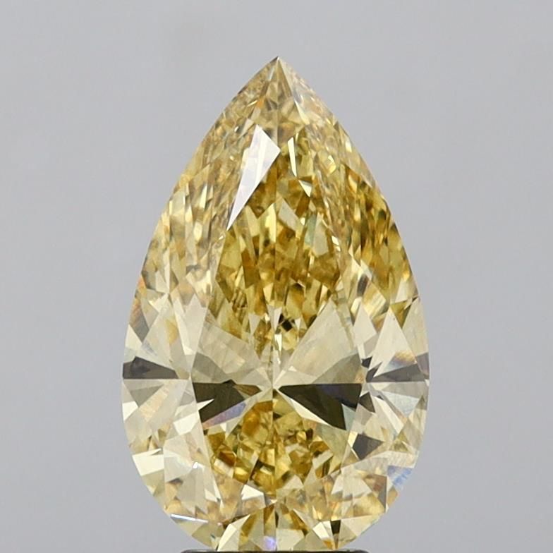 Lab-Grown Pear Diamond - 4.08 Carats, Fancy Intense Yellow Color, VS2 Clarity - Certified by IGI - Report Number: LG685562191