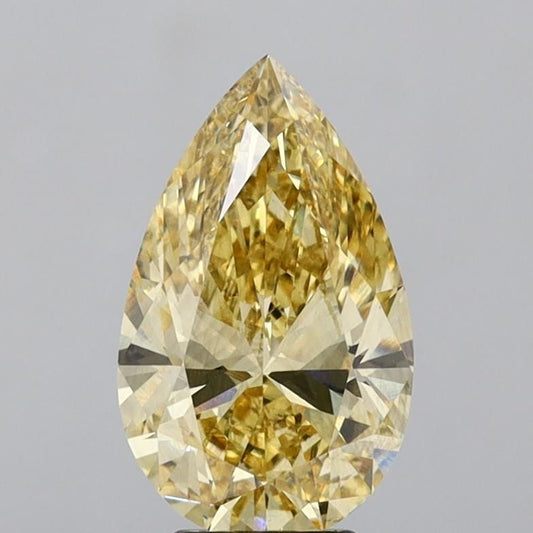 Lab-Grown Pear Diamond - 4.08 Carats, Fancy Intense Yellow Color, VS2 Clarity - Certified by IGI - Report Number: LG685562191