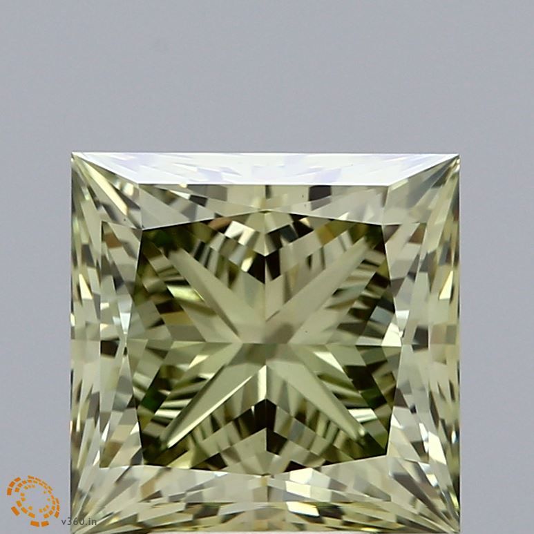 Lab-Grown Princess Diamond - 4.58 Carats, Fancy Intense Green Color, VS1 Clarity - Certified by IGI - Report Number: LG613359521
