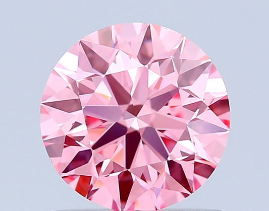 Lab-Grown Round Diamond - 1.01 Carats, Fancy Vivid Pink Color, VVS2 Clarity - Certified by IGI - Report Number: LG654498866