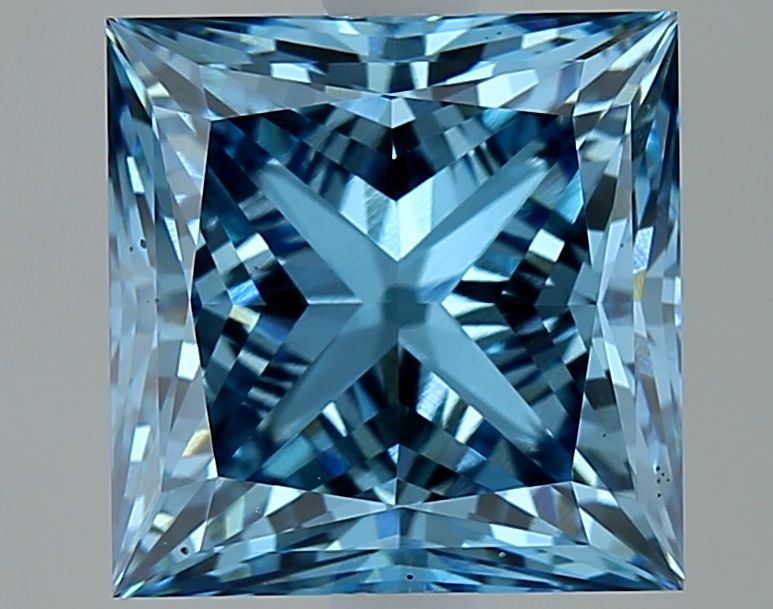 Lab-Grown Princess Diamond - 3.08 Carats, Fancy Vivid Blue Color, VS1 Clarity - Certified by IGI - Report Number: LG641414391