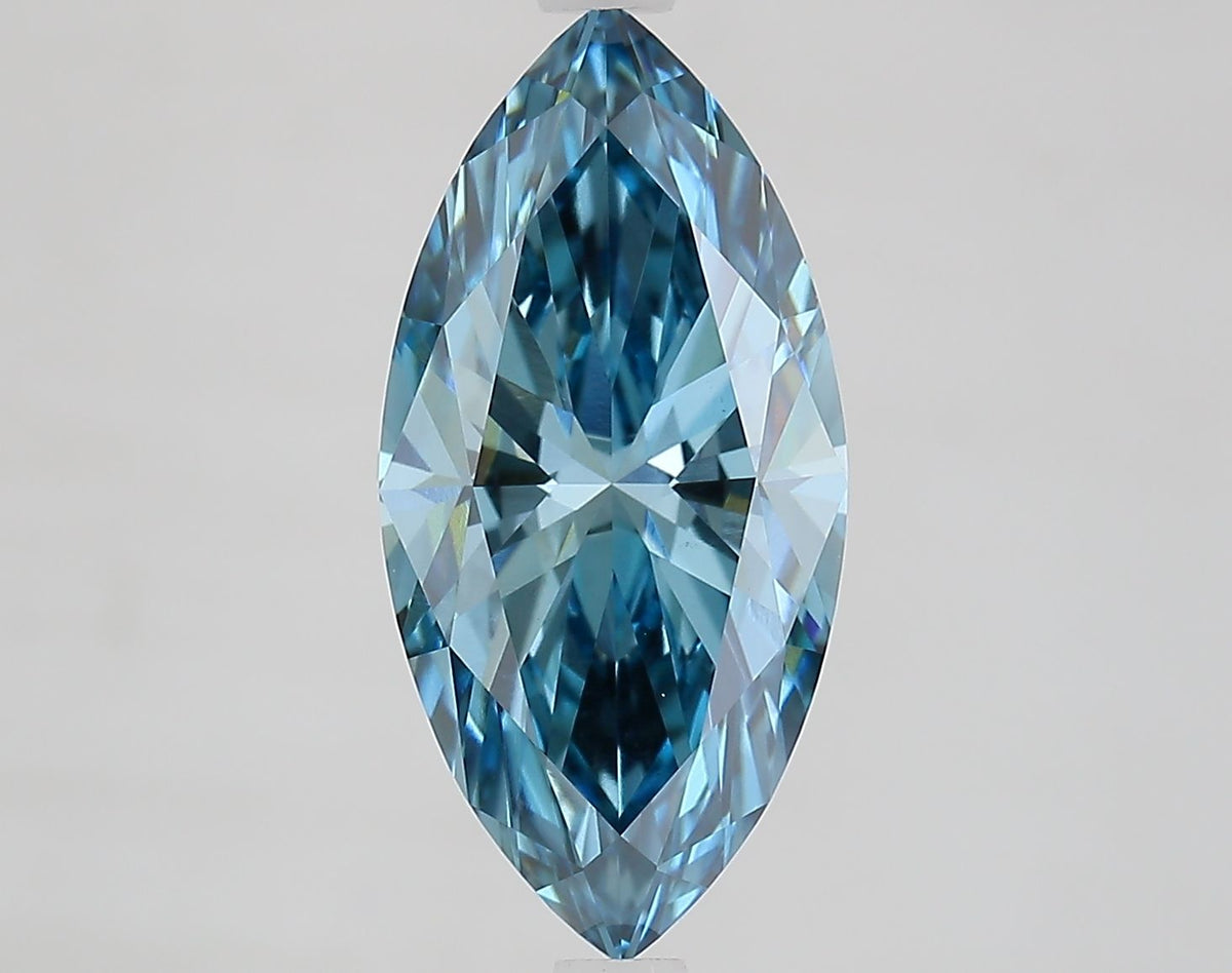 Lab-Grown Marquise Diamond - 3.04 Carats, Fancy Vivid Blue Color, VS1 Clarity - Certified by IGI - Report Number: LG686501932