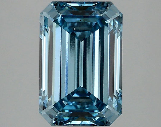 Lab-Grown Emerald Diamond - 2.97 Carats, Fancy Vivid Blue Color, VS2 Clarity - Certified by IGI - Report Number: LG634428141