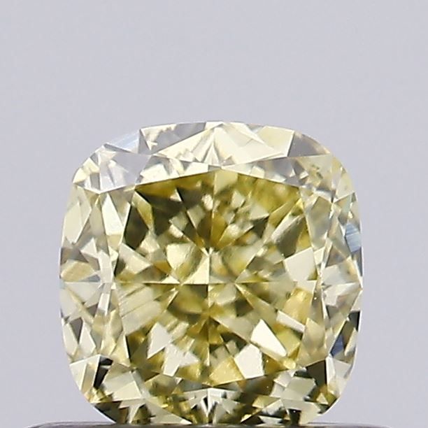 Lab-Grown Cushion Diamond - 0.53 Carats, Fancy Yellow Color, VVS2 Clarity - Certified by IGI - Report Number: LG636476037