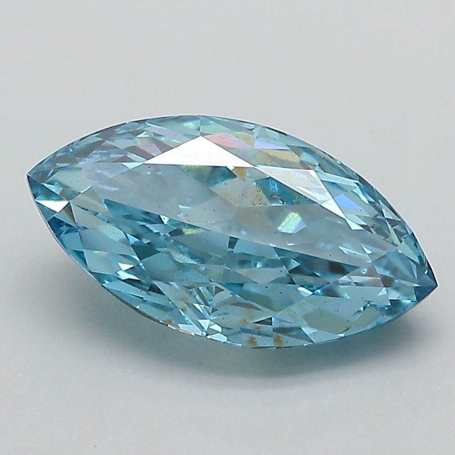 Lab-Grown Marquise Diamond - 2.29 Carats, Fancy Vivid Blue Color, VS1 Clarity - Certified by IGI - Report Number: LG617418601