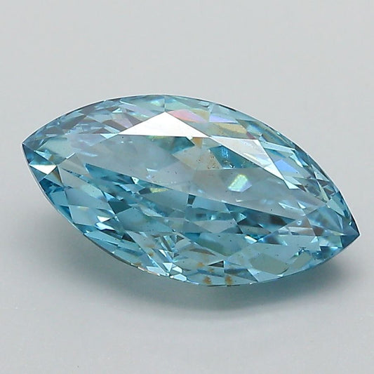 Lab-Grown Marquise Diamond - 2.29 Carats, Fancy Vivid Blue Color, VS1 Clarity - Certified by IGI - Report Number: LG617418601